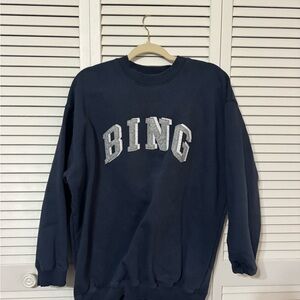 Oversized Anine Bing Navy Crewneck with white/grey letter
